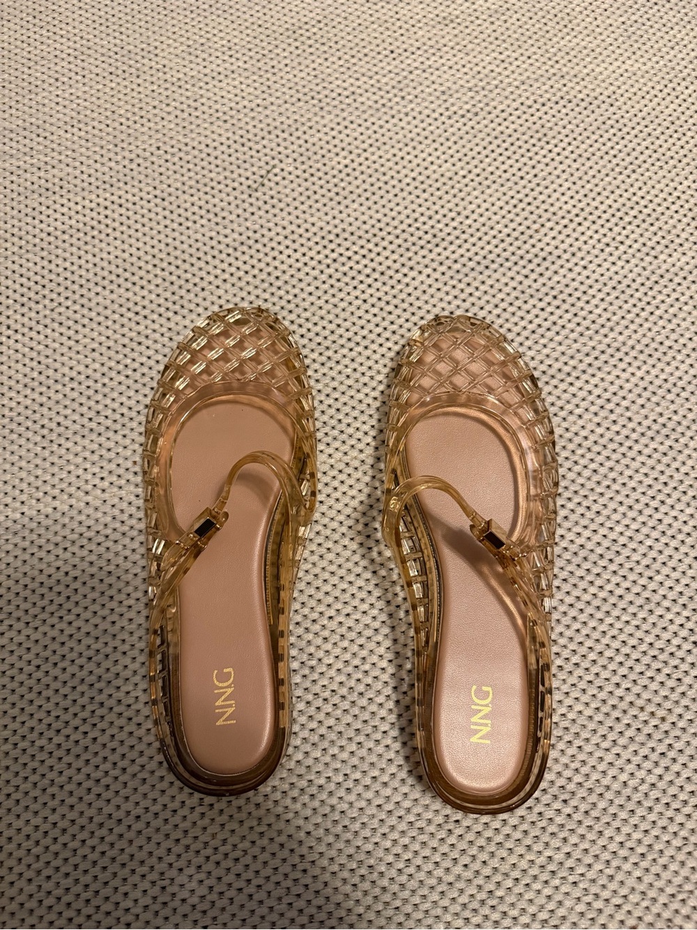 Women's Transparent Gold Jelly Flats